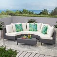 thumbnail image 2 of Afuera Living 5 Piece Outdoor Wicker Sectional Sofa Set in Gray, 2 of 23