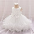 thumbnail image 4 of HaiMao Flower Girl Dress for Toddler Baby Girls Flower Tulle Tutu Dress Infant formal Pageant Princess Party Birthday Dresses White 12 Months, 4 of 9