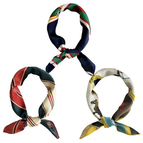 3PCS Stewardess Scarves Practical Square Neck Scarves Satin Head Scarf for Women