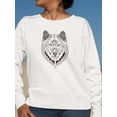 thumbnail image 2 of Gray Wolf Head Sweatshirt Women - Women Sweatshirt, White, 4XL, 2 of 4