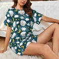 thumbnail image 2 of Lafuoo Sweet Dream Lamb Pattern Women's Round Neck Short Sleeve Pajamas Set, Button Pajamas Elastic Band Pajamas Home Wear-Small, 2 of 6