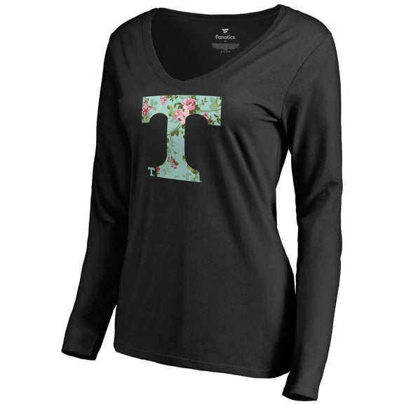 Women's Black Tennessee Volunteers Lovely Long Sleeve V-Neck T-Shirt
