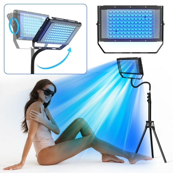 Yiget Ultraviolet Tanning Lamp 50W Tripod Yiget Solarium Lamp for Tanning Body 48PCS Blue Light Lamp Wavelength 460nm & 480nm Skin care
