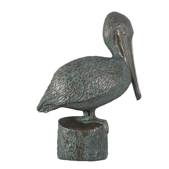 Nautical Tropical Imports Pelican on Post Wall Sculpture Decor 28 Inch Verde Bronze Finish