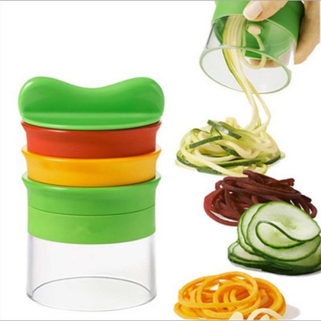 Cortador de verduras en espiral, cortador de verduras con 3 cuchillas, cortador en espiral de verduras, cortador en espiral manual para el hogar Rojo Verde