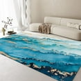 thumbnail image 4 of Luxury Ocean Marble Area Rugs Abstract Blue Gold Liquid Marble Design Entryway Rug Short Pile Non-Slip Soft Washable Indoor Carpet for Living Room Bedroom 3x5ft, 4 of 6