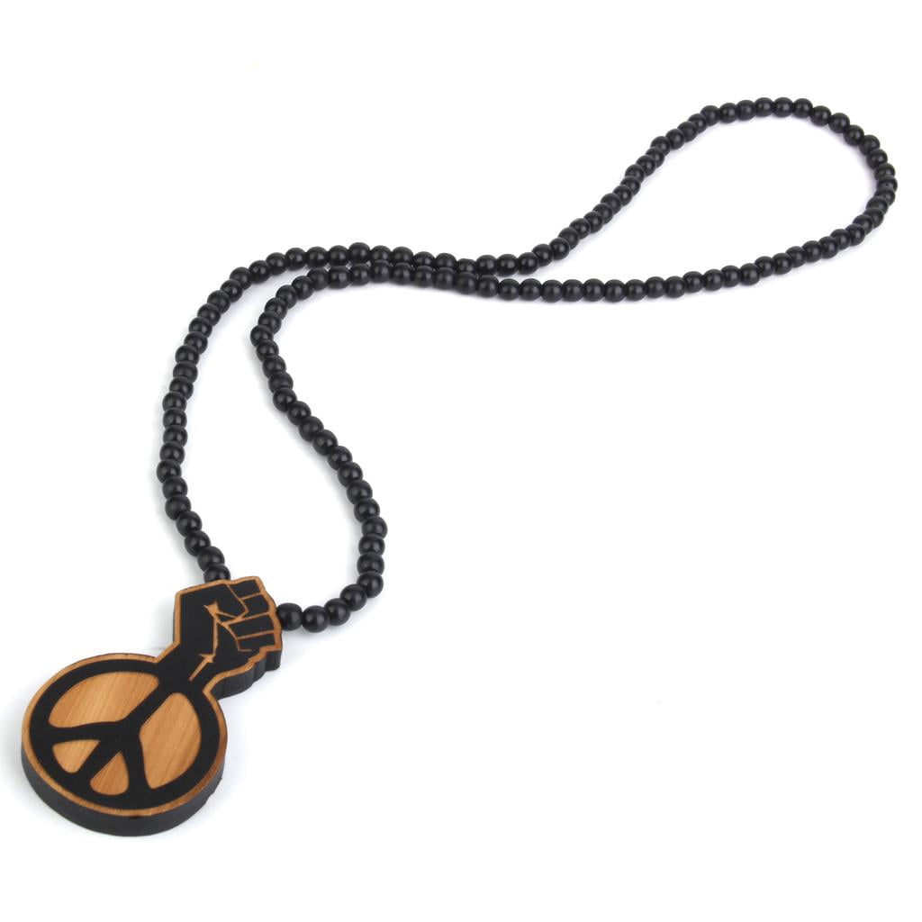 Hip-hop wood necklace, Wood bead 
