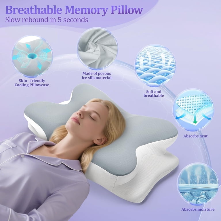 YUWENUS Cooling Memory Foam Cervical Pillow, 2-Pack photo 8