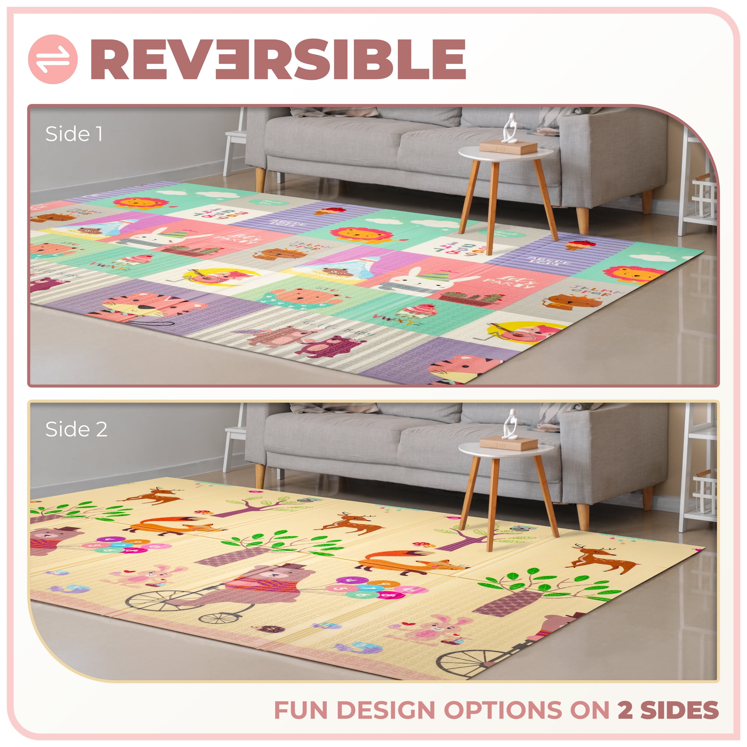 Sorbus Foldable Baby Play Mat, Kids Foam Mats for Floor with Travel Bag - Waterproof Foldable Play Mats for Babies, Infants, Toddlers, and Kids Playtime & Tummy Time - 78" x 70" x 0.4"