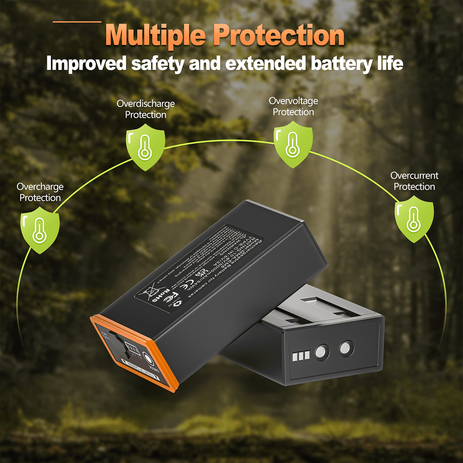 2 Pack 5000Mah battery replacement Compatible for Edge Series Cellular Trail Camera 5000mAh Lithium-Ion Battery Compatible with Moultrie Edge, Edge PRO, Edge 2, Edge 2 PRO 10.8V 54Wh