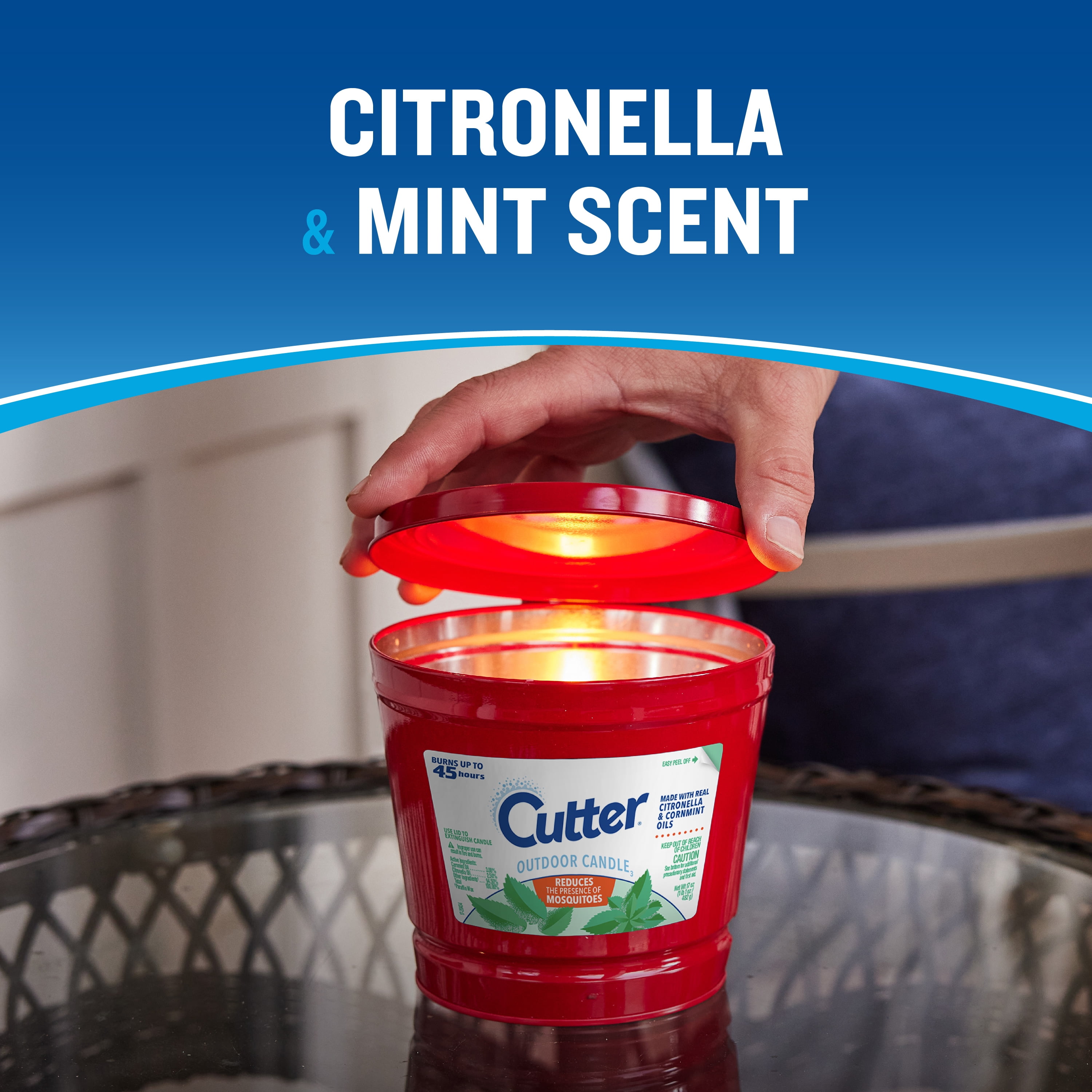 Cutter Outdoor Candle with Real Citronella Oil Reduces Presence of Mosquitoes, 17 Ounces