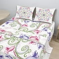 thumbnail image 2 of Ambesonne Mandala Fitted & Top Sheet Set with Shams, Round Flower Frame, Purple White Green, 2 of 7
