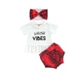 thumbnail image 1 of Qiylii 3Pcs Baby Summer Outfits, Short Sleeve Tassel Tops + Shorts + Headband, 1 of 6