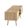 thumbnail image 6 of Jopath Oak Tv Stand With Rattan Design,55.12" Rattan Tv Cabinet, Double Sliding Doors For Storage Mid-Century Style, Adjustable Shelves, Ideal For Living Or Media Room natural, 6 of 10