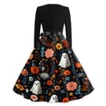 thumbnail image 6 of Halloween Hepburn Dresses for Women Ghost Candy Crew Neck Funny Hepburn Dresses Bat Pumpkin Long Sleeve Horror Hepburn Dress, M, 6 of 6