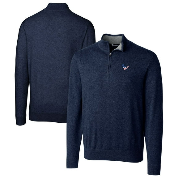 Men's Cutter & Buck Navy Houston Texans Lakemont Quarter-Zip Pullover Sweater