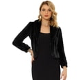 thumbnail image 1 of Abrigo esponjoso para mujer, abrigo de invierno de manga larga con lazo automático Negro L, 1 of 5