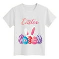 thumbnail image 4 of MIASHUI T-Shirt à Manches Courtes pour Enfants Joyeuses Pâques Imprimé Œuf Bunny, Blanc, 4-5 Ans, 4 of 4