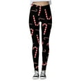 thumbnail image 5 of Fiaer Christmas Women Leggings Trendy Slim Fit Yoga Pants Santa Reindeer Snowflake Candy Sticks Graphic High Waisted Stretch Workout Trousers Black3 XL, 5 of 5