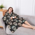thumbnail image 5 of Oversized Wearable Blanket Hoodie,Black Colorful Skull Pattern Sherpa Blanket Hoodie with Super Pockets,Super Warm Fuzzy Pullover for Women & Men, 5 of 6