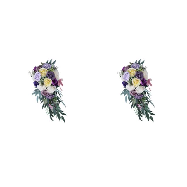Billuyoard Elegant Wedding Bouquets for Bride Waterfall Decor Handmade Shape Púrpura 2Conjunto