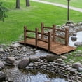 thumbnail image 3 of Gymax 5Ft Garden Wooden Bridge Decoration Backyard Pond w/ Safety Rails Brown, 3 of 10