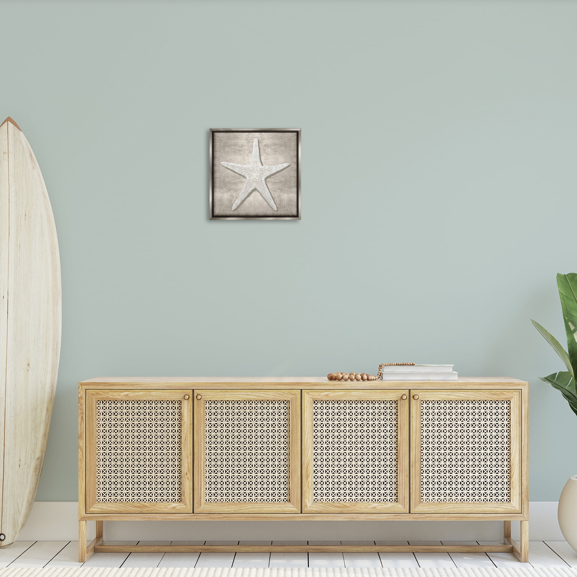 Stupell Industries Rustic Grey Starfish Nature Painting Gray Floater Framed Canvas Art Print Wall Art, 18 x 18