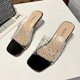 thumbnail image 1 of Moda 2023, zapatillas transparentes con diamantes de imitación para mujer, zapatos sexis de tacón alto con punta cuadrada para mujer, sandalias poco profundas, zapatillas para mujer 36 Gao Jinjia LED, 1 of 2