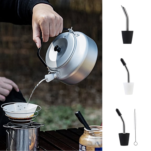 shenmeida Stainless Steel Nozzle, Teapot Bottle Pourers Drip Filter Teapot Water Pipe Stopper Spout, Liquor Pourers Camping Equipment