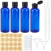 6Pcs 3.4oz/100ml Empty Travel Size Bottles Blue Squeezable Leakproof Plastic Cosmetic Container Flip Top Caps Bottles with 2Pcs Funnel 2Pcs Dropper and Label Stickers for Toiletries Shampoo