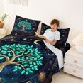 thumbnail image 3 of Homewish Astrology Nature Tree Bed Sheets,Sun Moon Stars Full Size Sheets,Navy Gold,4pcs,1 Flat Sheet, 1 Fitted Sheet and 2 Pillowcases, 3 of 6