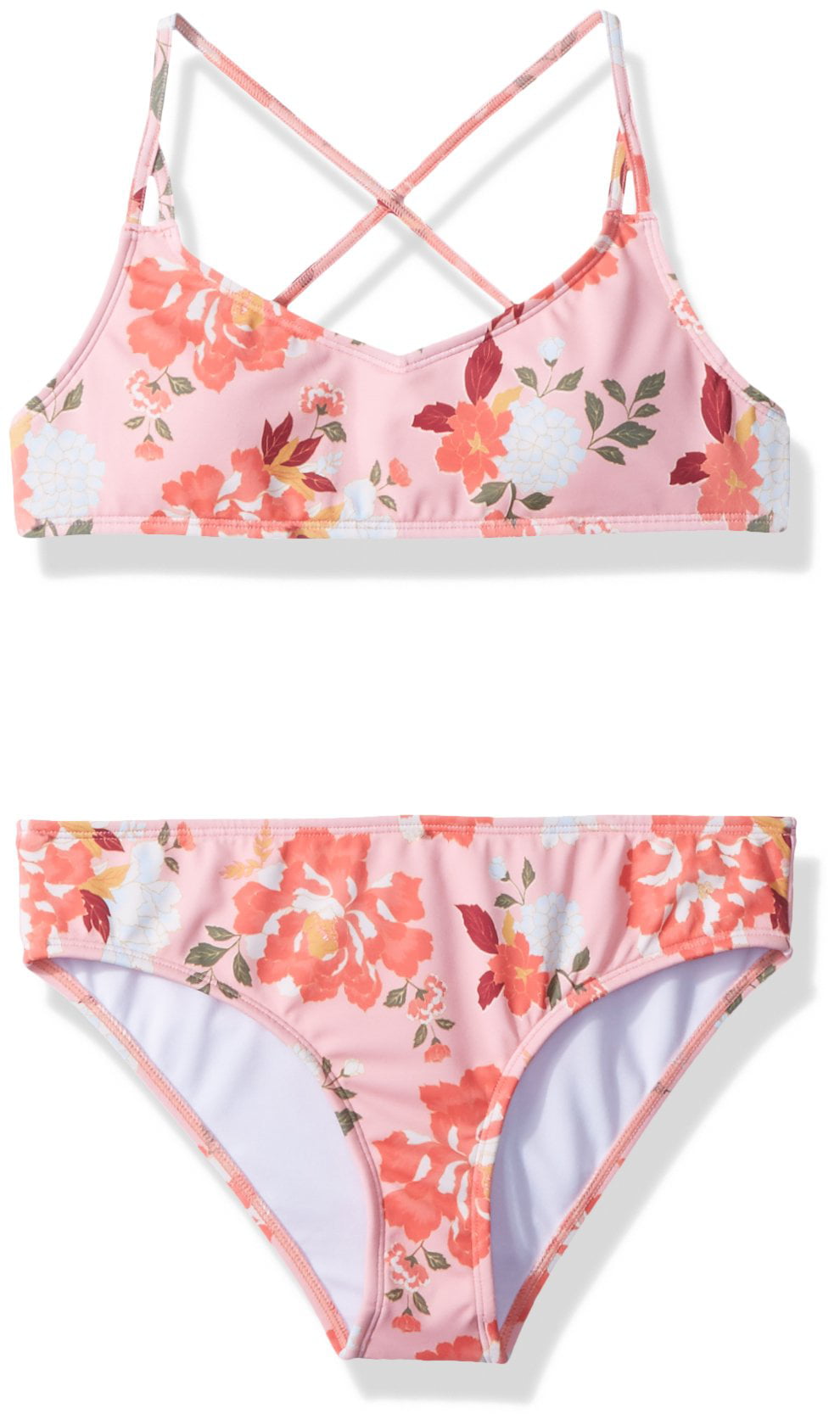 Billabong - Girls Bikini Set Cross Back Floral Swimwear 12 - Walmart ...