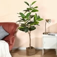 thumbnail image 2 of Artificial Rubber Tree, 5 ft Fake Plastic Ficus Plant, Pre Potted Faux Greenry Plants for Home Decor Office House Living Room Indoor Outdoor, House Decorations for Living Room, Big Fake Plants, 2 of 10