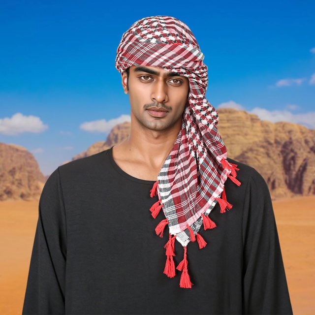 Foulard Coloré pour Hommes avec Franges, Foulard Arabe Musulman, Tendance Décontractée, Foulard à Bandes