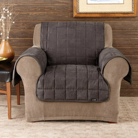 Sure Fit Quilted Velvet Deluxe Chair Pet Throw, Mini Check