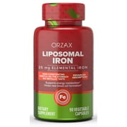 ORZAX Iron Supplement, High Absorption, 25 mg Elemental Iron, 90 Vegetable Capsules