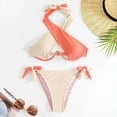 thumbnail image 6 of Two-piece Swimsuit Women Halter Shoulder Lace Up Sexy Bra Thong Skirt Bikini 2023 New Beach Bathing Suit Swimwear, 6 of 7