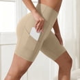 thumbnail image 2 of Gsakboxl Yoga Pants Women Women High Waist Side Pocket Yoga Biker Shorts For Cycling Running Gym Workout Sports Beige L, 2 of 5