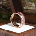 thumbnail image 5 of Pink Morganite Rose Gold Tungsten Ring For Men Anniversary Ring Statement Ring 8mm Ring, 5 of 6