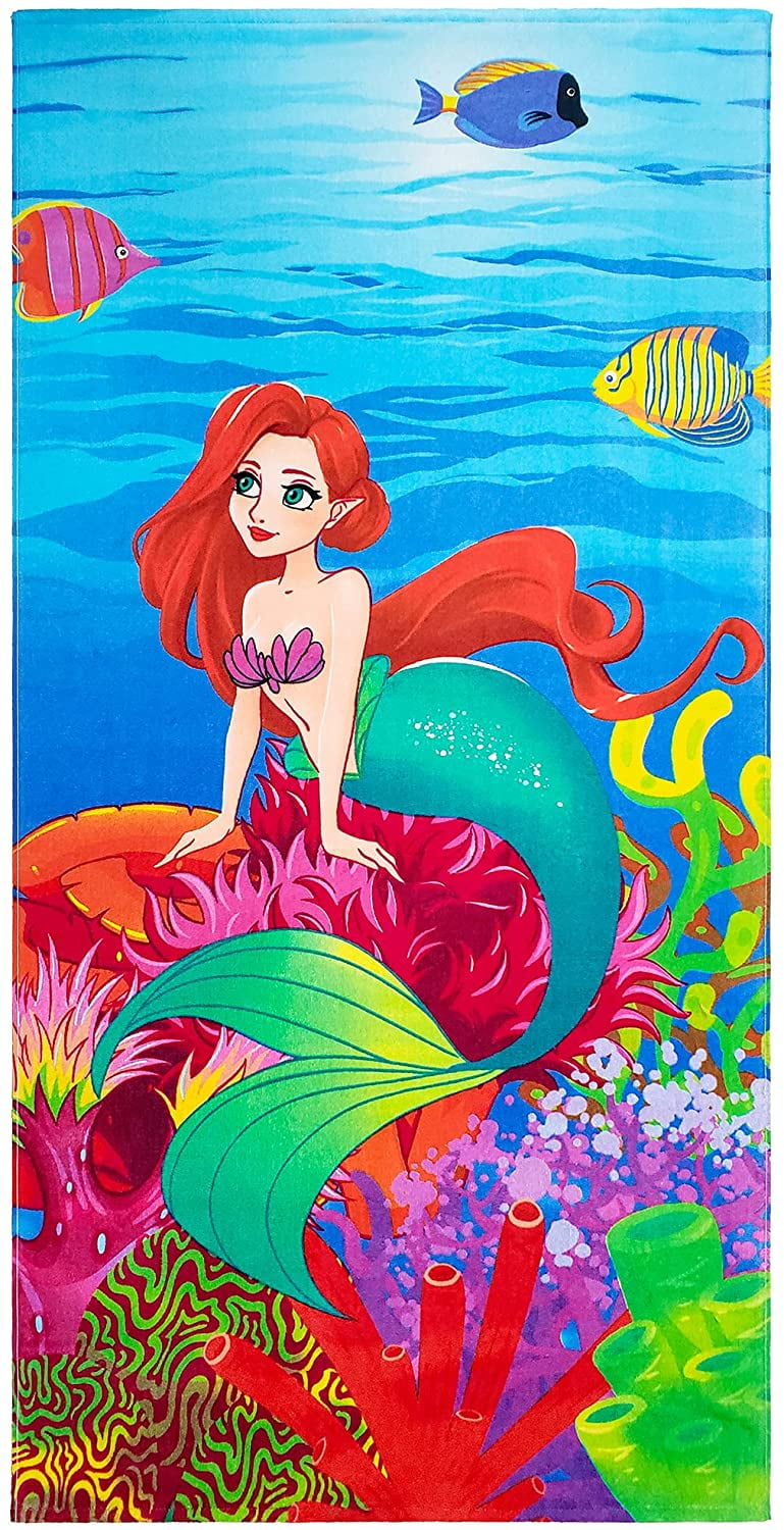 Beachland Mermaid Beach Towel 30 x 60 inch 100% Cotton Rainbow Colors