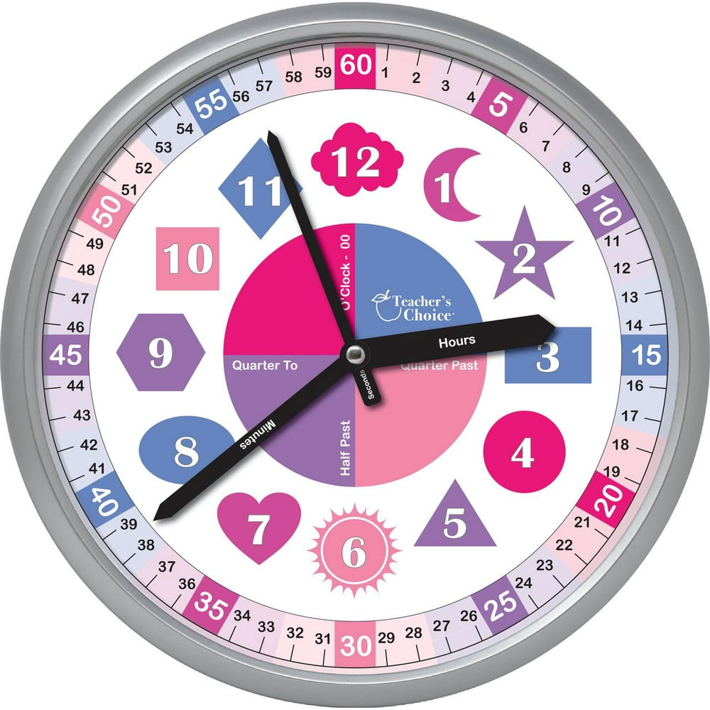 Educational Wall Clock Silent Movement Time Teaching Clock for