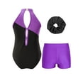 thumbnail image 2 of vastwit Kids Girls Gymnastic Leotards Set Sleeveless Ballet Dance Unitard with Booty Short Hair Band Set Purple 14, 2 of 5