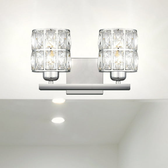 Luxury Cosmopolitan Bath Light, Large Size: 8.00''H x 13.00''W, with Glam Style Elements, Polished Chrome Finish, UQL4764 from the Casselton Collection by Urban Ambiance