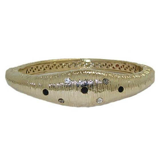 Designer Jewelry 9287GJM MX Matt Gold Jet & White Bangle Bracelet hinged