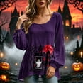thumbnail image 3 of Sheghy Halloween Costumes for Women Dressy Tops for Women Crew Neck A-Line Button Front for Summer Purple XXL, 3 of 7