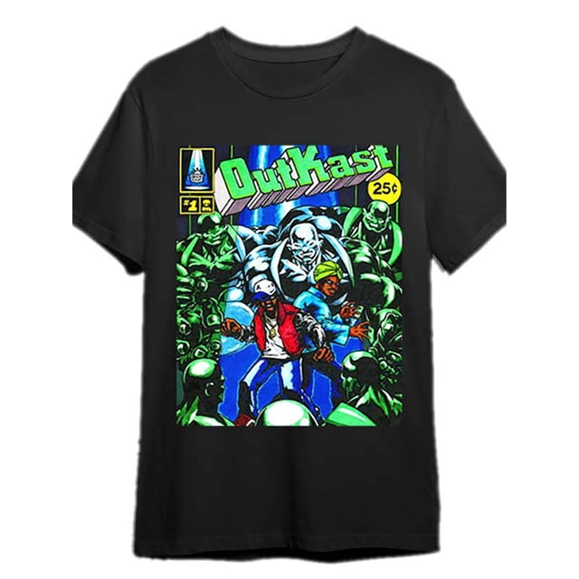 Camiseta gráfica "Atliens $25" para hombre: algodón negro, manga corta, diseño vibrante de Astroworld, cuello redondo informal, lavable a máquina, ideal para deportes de ocio.