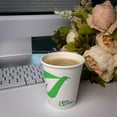 thumbnail image 6 of 12oz Disposable Compostable White Paper Coffee Cups Green Leaf, 6 of 7
