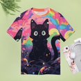 thumbnail image 4 of Cute Planet Cat Women's Short Sleeve T-Shirt Crew Neck Casual Summer Trendy Loose Fit Tops, 4 of 6