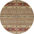 thumbnail image 1 of Ahgly Company Machine Washable Indoor Round Abstract Chestnut Brown Area Rugs, 4' Round, 1 of 7