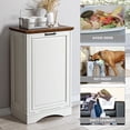 thumbnail image 2 of 13 Gallons Tilt Out Trash Cabinet Free Standing Kitchen Trash Bin Cabinet Recycling Garbage Cabinet with Deodorizing Function Pet Proof Trash Can Holder for Kitchen Living Room, Antique White, 2 of 6